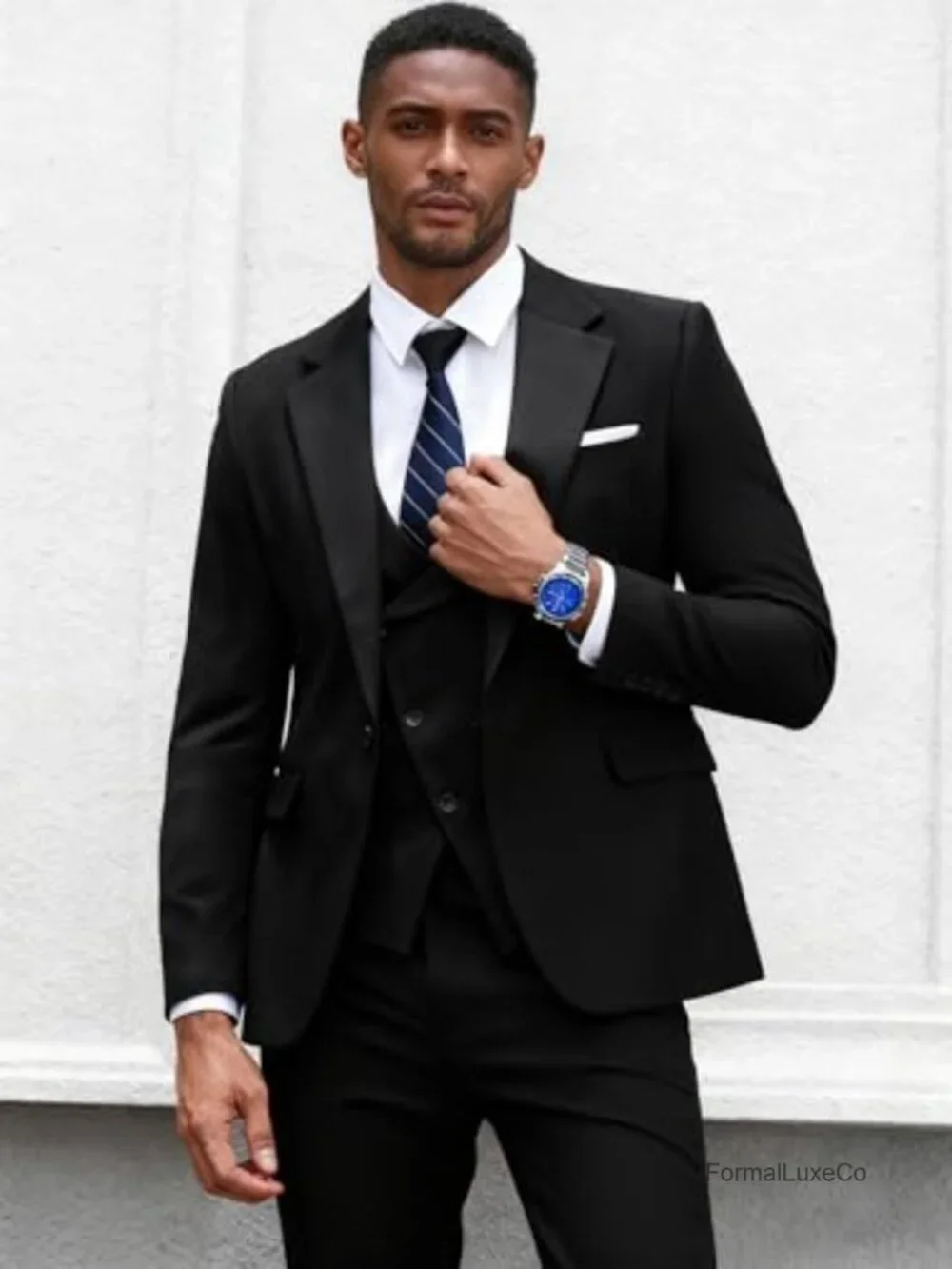 Men's 3 Piece Slim Fit Suit Set - Wedding Tuxedo Double Breasted Blazer Vest